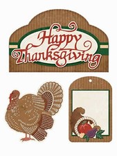 HAPPY THANKSGIVING TAL ACCENTS Die Cuts Tags Turkey Scrapbooking Card Making