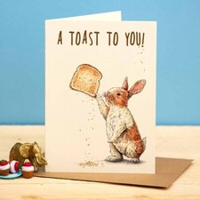 Funny Rabbit A Toast To You Birthday Card ? Designed and Printed in the UK