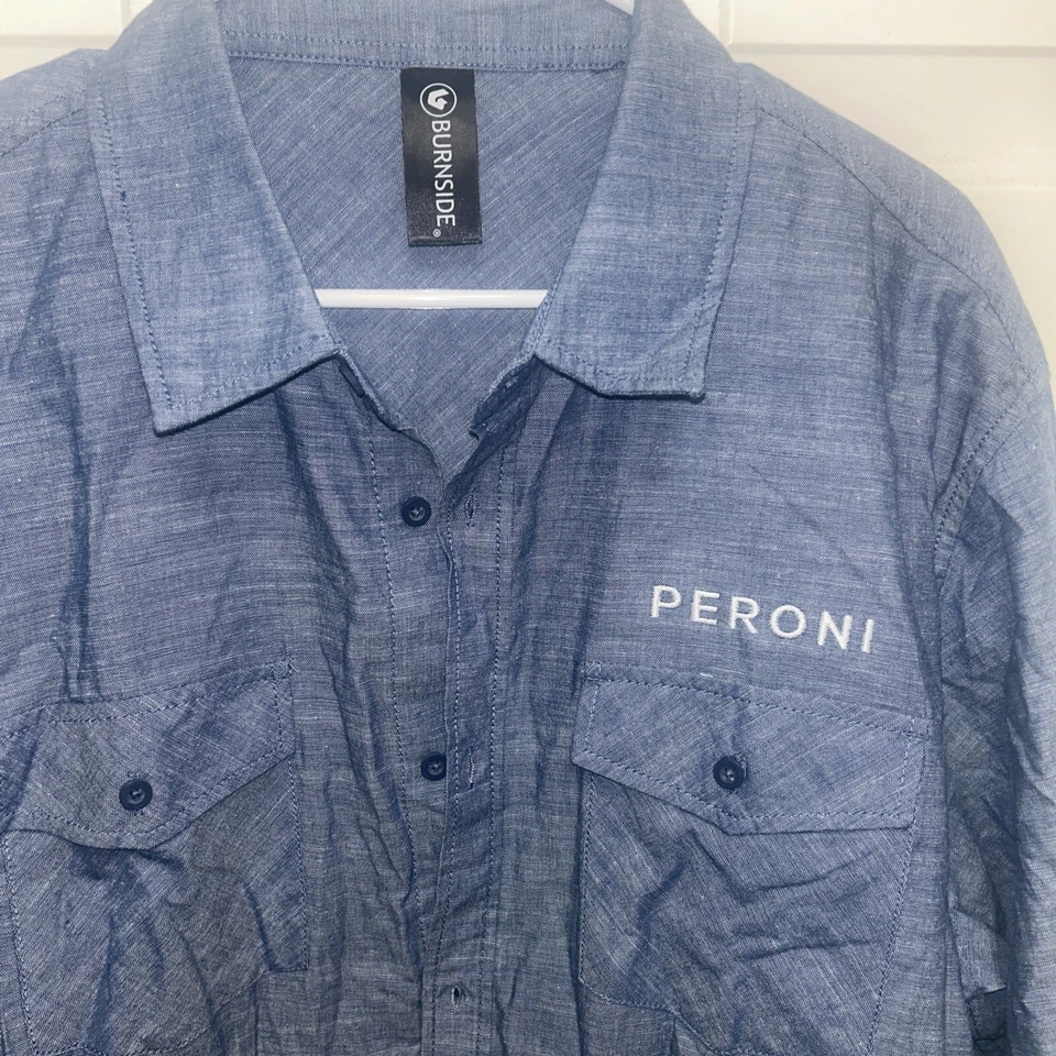 Camisa de Vestir Burnside Peroni Cerveza Italiana XXL Rara Foto 2 de 3