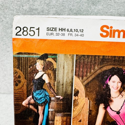Simplicity 2851 Saloon Girl Barmaid Costume Cosplay Misses 6 12 Sewing Pattern - Picture 2 of 5
