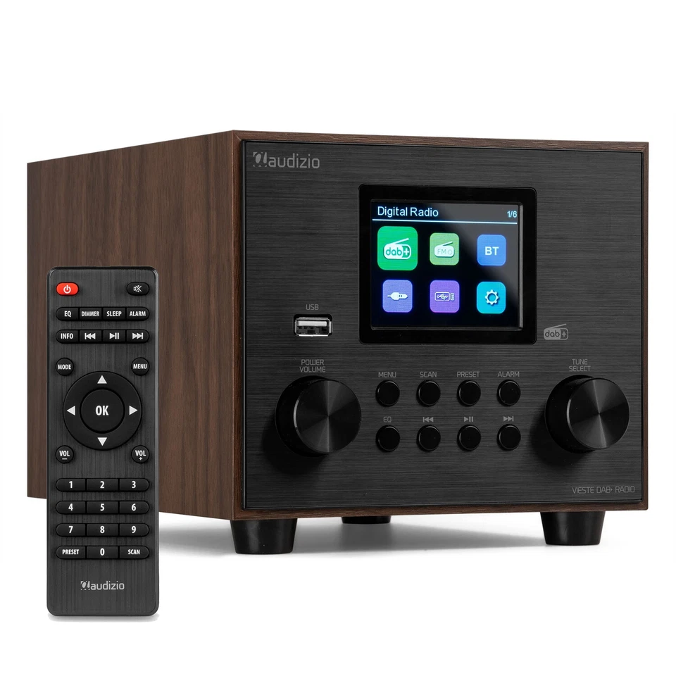 Audizio Vieste DAB Radio Bluetooth Speaker System with Subwoofer Bass - Wood