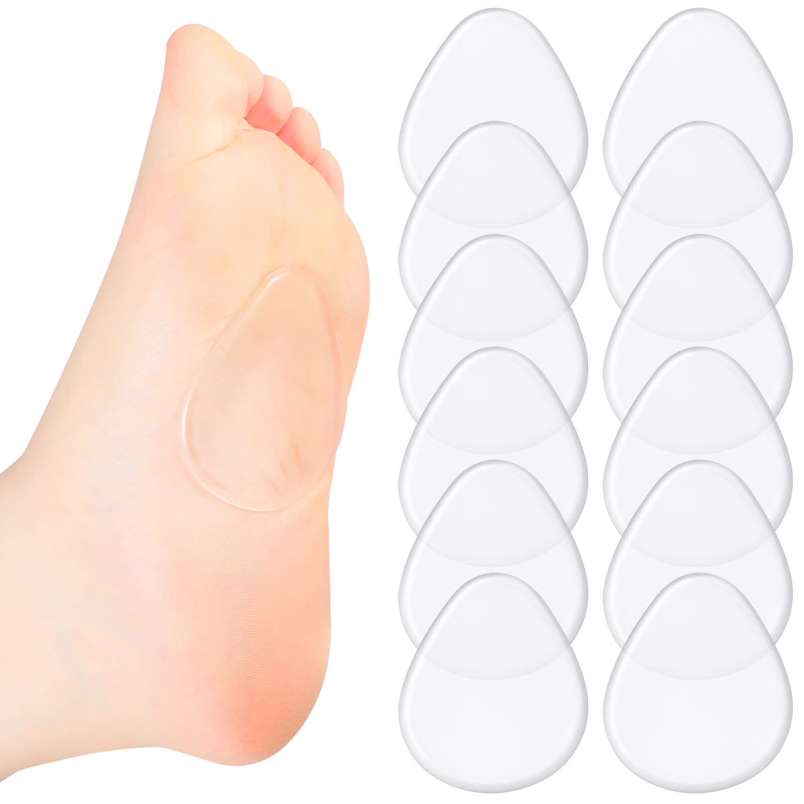 12 Pieces Metatarsal Pads Gel Ball of Foot Cushions Soft Pain Relief Forefoot...