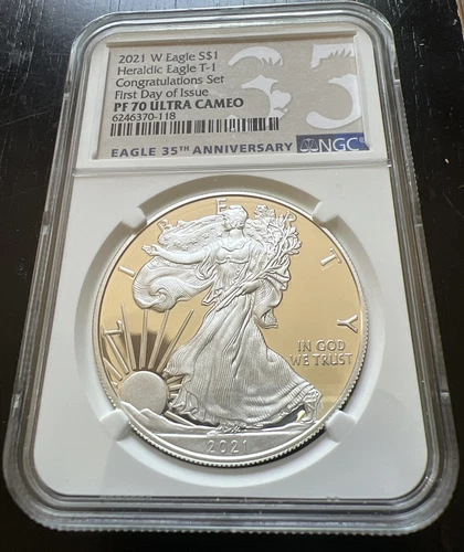 2021 W AMERICAN $1 PROOF SILVER EAGLE CONGRATULATION SET NGC PF70 Type 1 FDOI