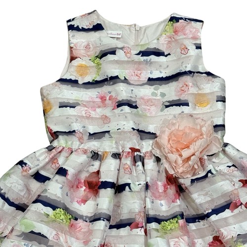 Bonnie Jean Floral Watercolor Girls Dress Pink Flower Tulle Spring Sz 10 - Picture 2 of 4