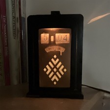 Telechron Art Deco Lighted Electric Desk Clock Analog Rectangle Black/Gold