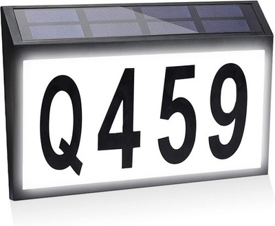Solar-Hausnummer 3D LED Beleuchtet Außen mit Solarpanel Adresse Schild 20x30 cm