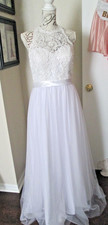JJs House dress White Lacy wedding special occasion formal prom maxi dress