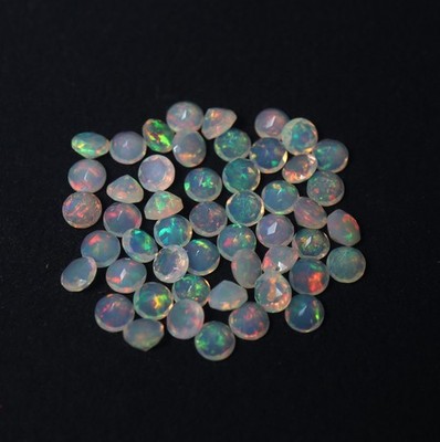4 MM Round Cut Natural Top Grade Flashy Multi Fire Faceted Ethiopian Opal
