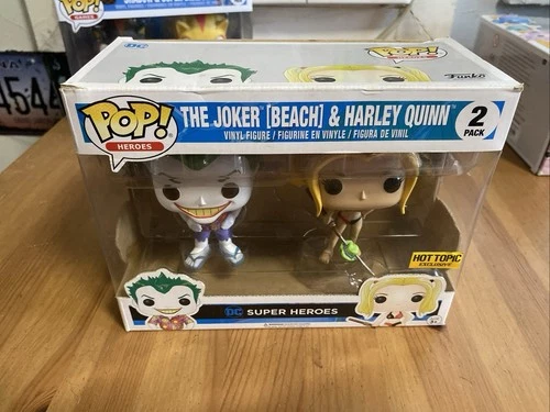 DC Funko Pop!  The Joker (Beach) & Harley Quinn 2 Pack, Hot Topic Vinyl Figure