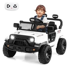 12V Ride On Truck, Battery Powered Electric Vehicle for Kids with Remote White