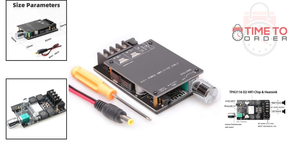 Bluetooth 5.0 Dual Channel 100W Amplifier Board 9-24V for Speakers - Image 2 of 4