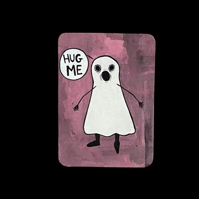 Original Mini Painting Ghost #10 ACEO Small art Miniature Acrylic Ink Haunted