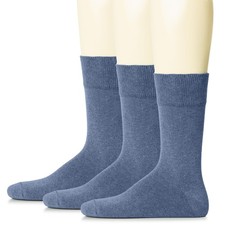 Hugh Ugoli Mens Cotton Dress Socks, Plain Colors, 8-10, Jeans Blue 3 Pairs 