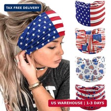 Olbye 4th of July Headbands USA Patriotic American Flag Hairbands Wide Knotted T