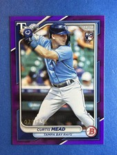 2024 Bowman Purple Border 28 Curtis Mead RC #079/250  Tampa Bay Rays