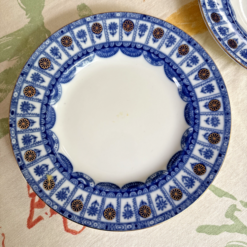 Vintage Lomonosov Russia Porcelain Cobalt blue & gold cake plate Arches ...