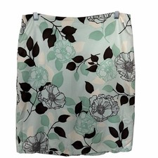 Ann Taylor Loft Silk Blend Skirt Floral Garden Party Vacation Green 6