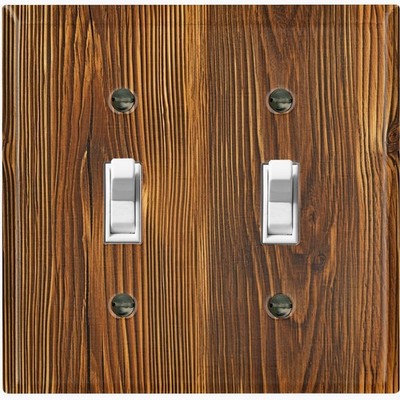 Metal Light Switch Outlet Cover Wall Plate Rustic Tree Plank Wood PRINT FOS162