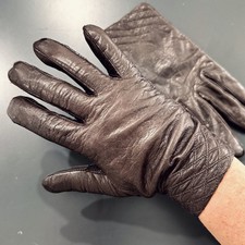 Vintage Fownes Women  s Brown Leather Gloves Casual Fashion Driving Glove Lined 7