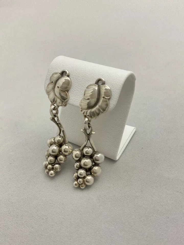 GEORG JENSEN No. 40 Grape Cluster Clip-On Earrings Sterling Silver 925 #084 - Image 2 of 4