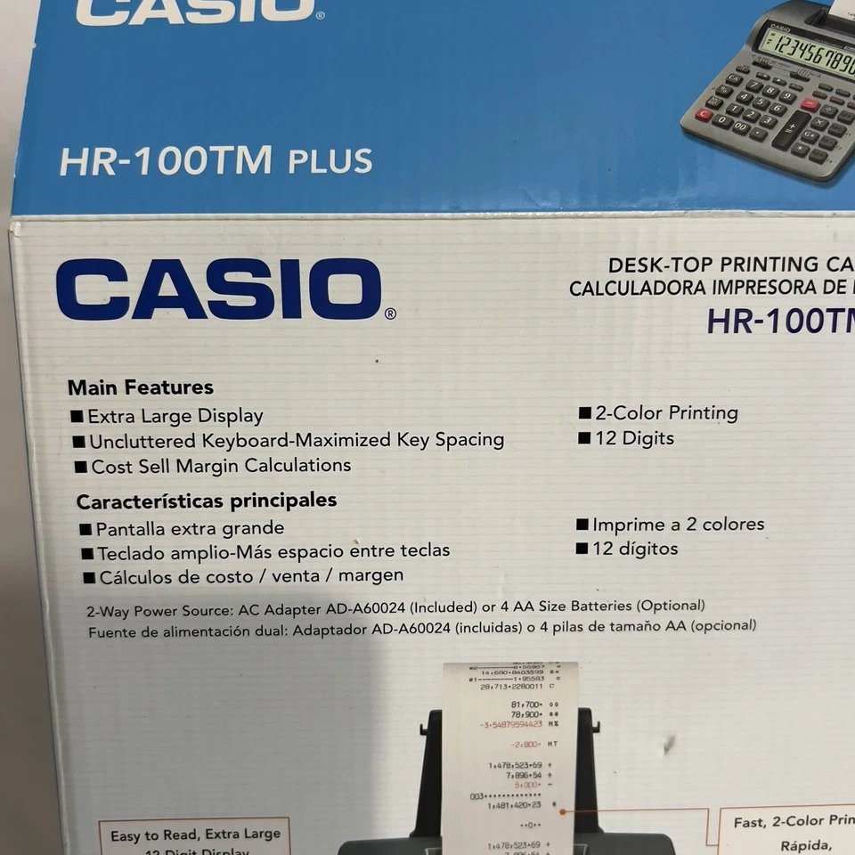 Casio HR-100TM Plus Mini Desktop Printing Calculator No Adapter Open Box - Image 3 of 4
