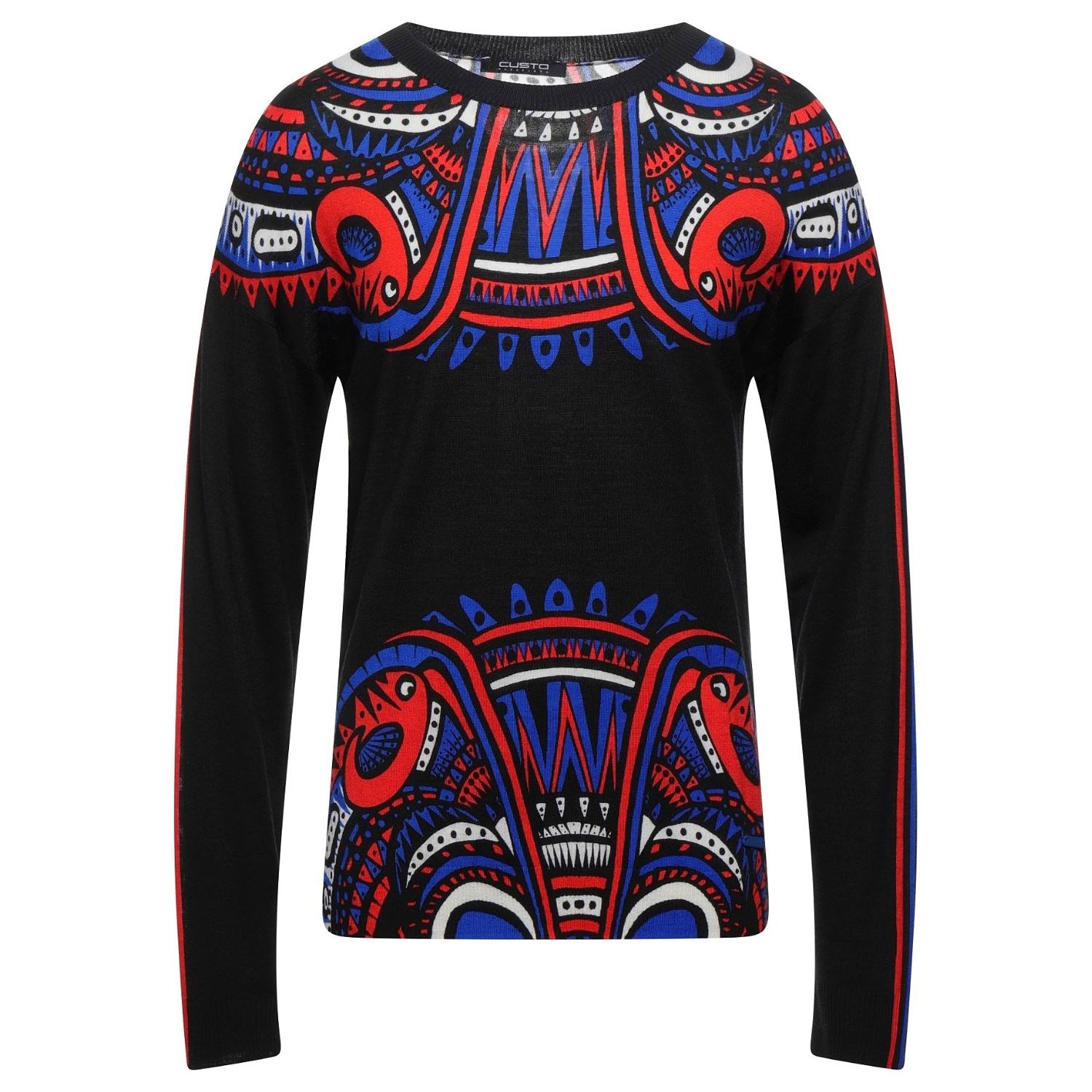 Custo Barcelona Herren Pullover aus schwarzer Wolle mit ethnischem Muster XL 31390₽