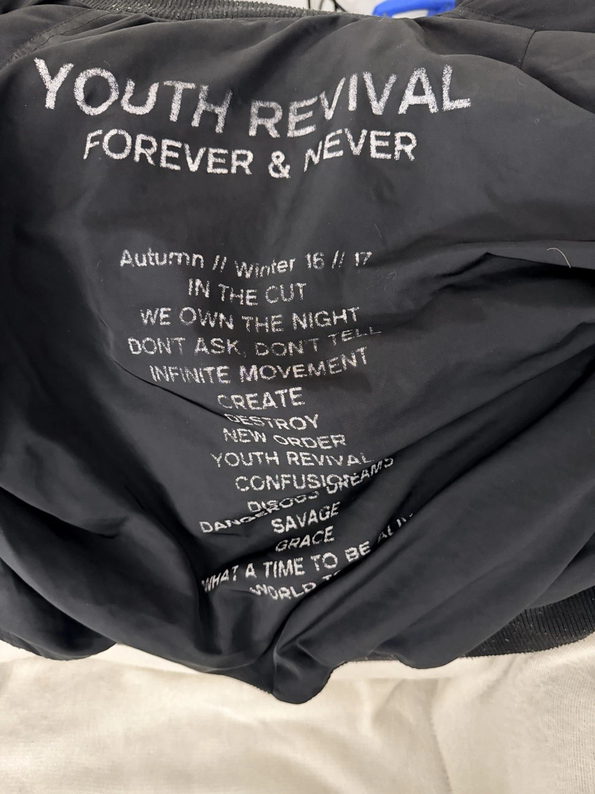 Forever 21 Men Bomber Jacket M Black Orange Lining Patches HYPE Pizza Punk image 8