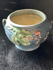Roseville Pottery Blue Floral BUSHBERRY Vase 657-3 signed