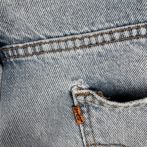 Pantalones de mezclilla vintage Levis 505 para hombre 38x32 calce regular pierna recta lengüeta naranja - Imagen 13 de 14