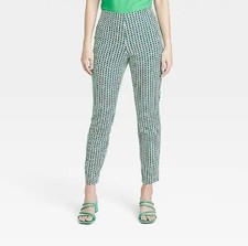 Women's a new day High Rise Skinny Ankle Pants Geo Green 2R