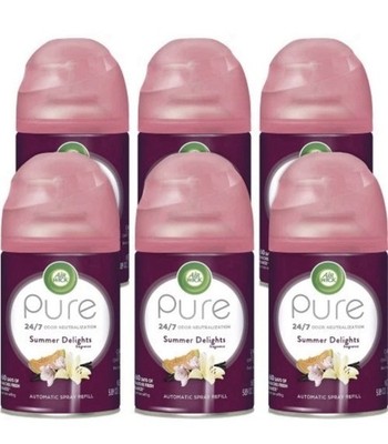 Air Wick Pure Freshmatic 5.89 oz Aerosol Spray Refill Summer Delights  LOT OF 6