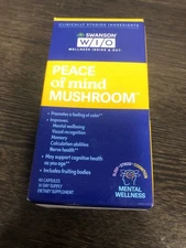 Swanson WIO Peace of Mind Mushroom Supplement 500 mg Lion's Mane 60ct EXP. 5/25