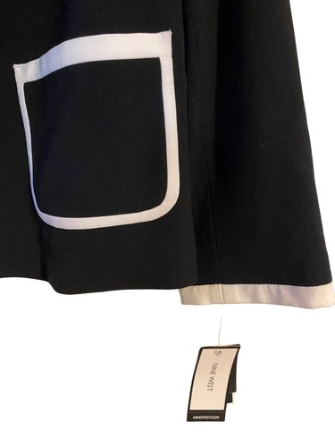 Nine West Womens 12 Blazer Black White Open Front Stretch Office Work Preppy NEW - Picture 13 of 13