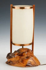 Vintage George Nakashima Style Wood Root or Burl Lamp - Mid Century Modern Style