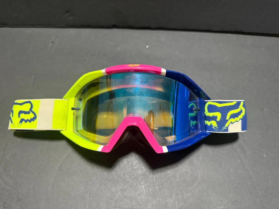 Fox Racing Pink/ Blue/ Neon Green Racing Goggles Dirt Biking Blue Lens - Изображение 2 из 4