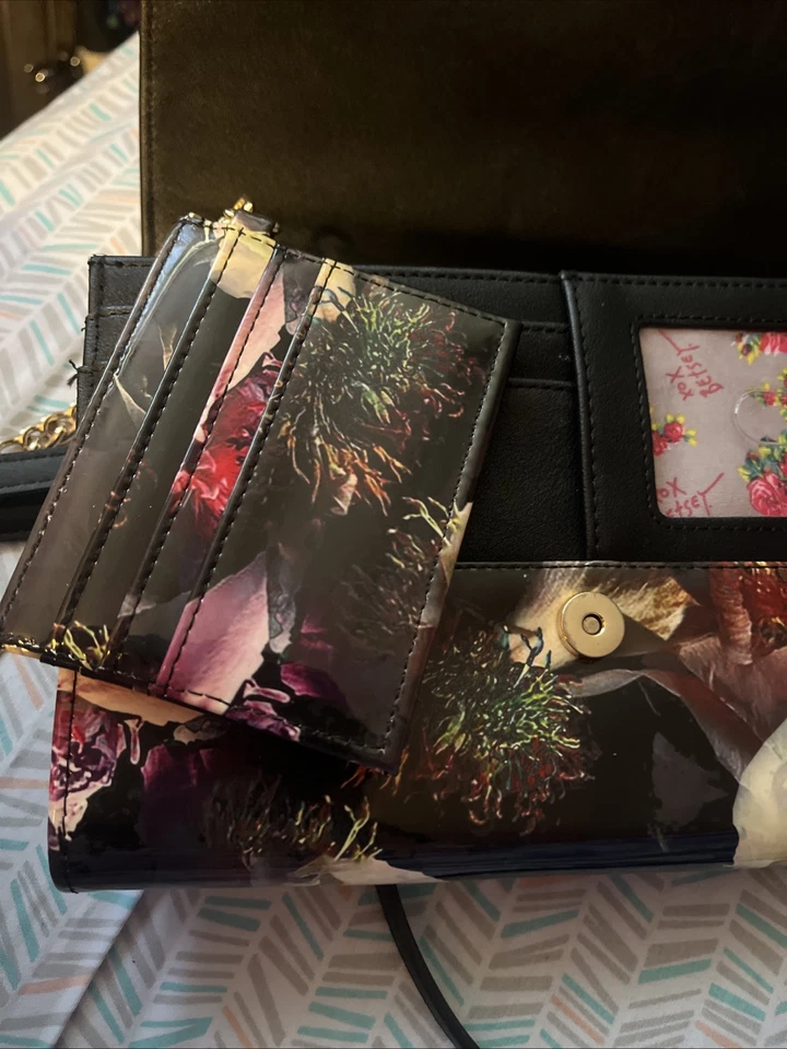 Betsy Johnson бумажник сумочки через плечо черный с бумажник карты - Изображение 3 из 4