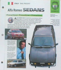 ALFA ROMEO Sedans History Brochure: 1900,164 CLOVERLEAF,155 Q4,ALFETTA,6,90,75,