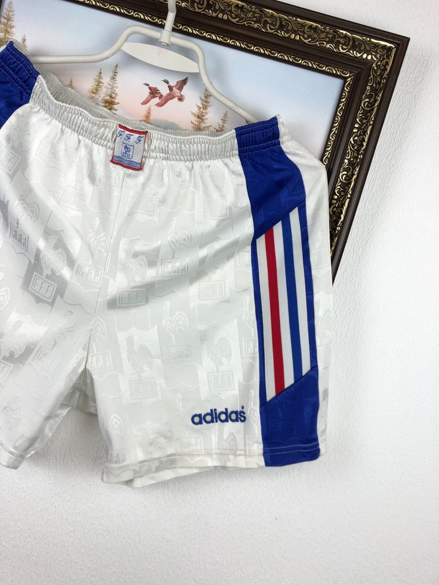 Vintage 1996 Adidas France Football Shorts Soccer White Mens