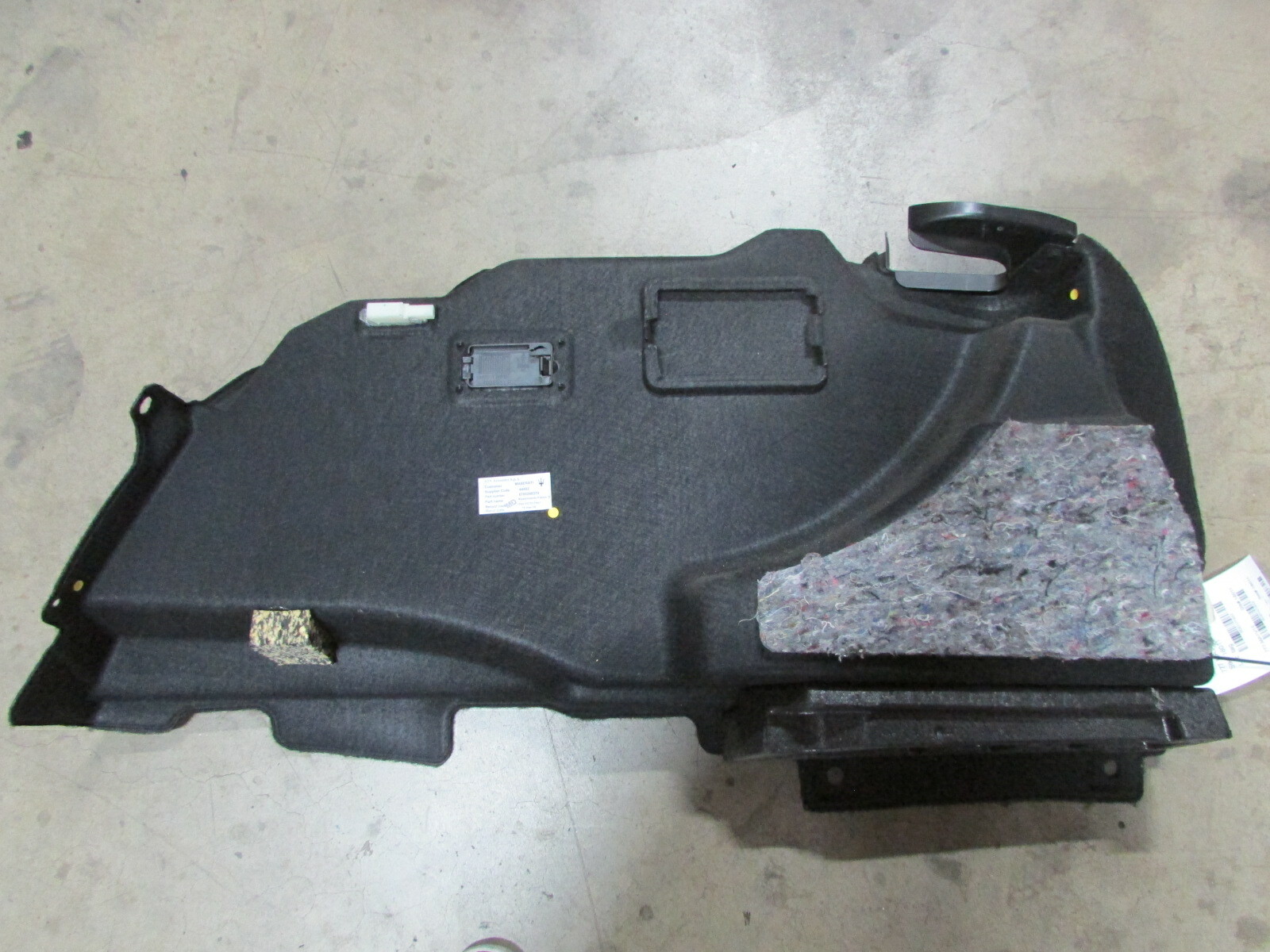 Maserati Ghibli, LH, Left Side Trunk Carpet, Black, Used, P/N 6700248370