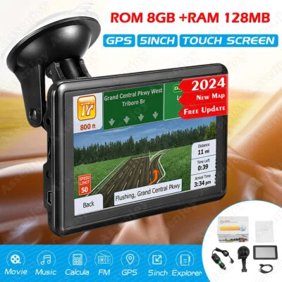 5'' Sat Nav Car Truck GPS Navigation 8GB UK & EU Free Lifetime Maps Touch Screen