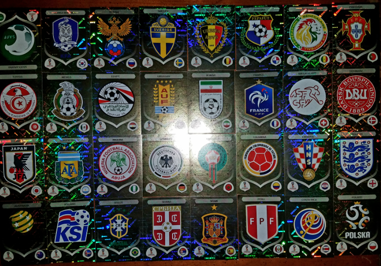 WORLD CUP 2018 STICKERS - PANINI RUSSIA 2018 FOIL, EMBLEMS, SHINY