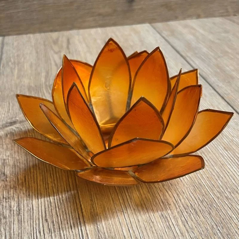 WELLNESS & MEDITATION Kerzenhalter - LotusBlume - 2. Sakralchakra/Svadisthana - orange/ kupfer