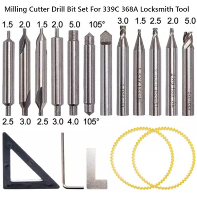 HSS-AL Bohrer Bits Cutter Satz für 339C 368A Locksmith Schlüsselkopiermaschine