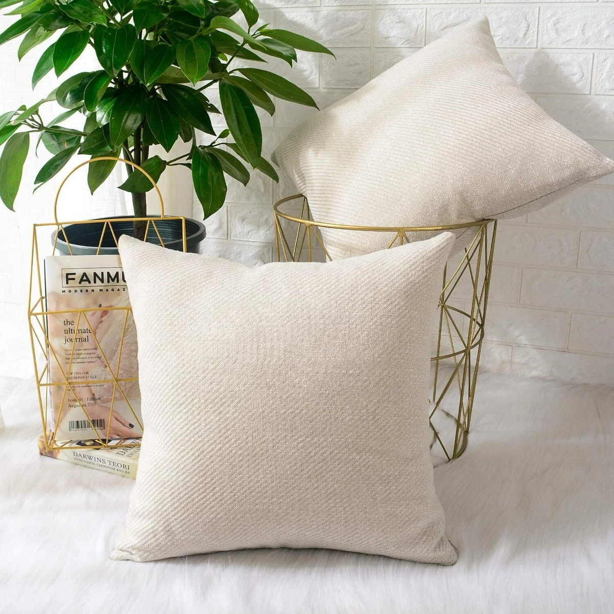 Decorative Throw Pillow Insert: Set of 4 Square Soft (White, 18x18