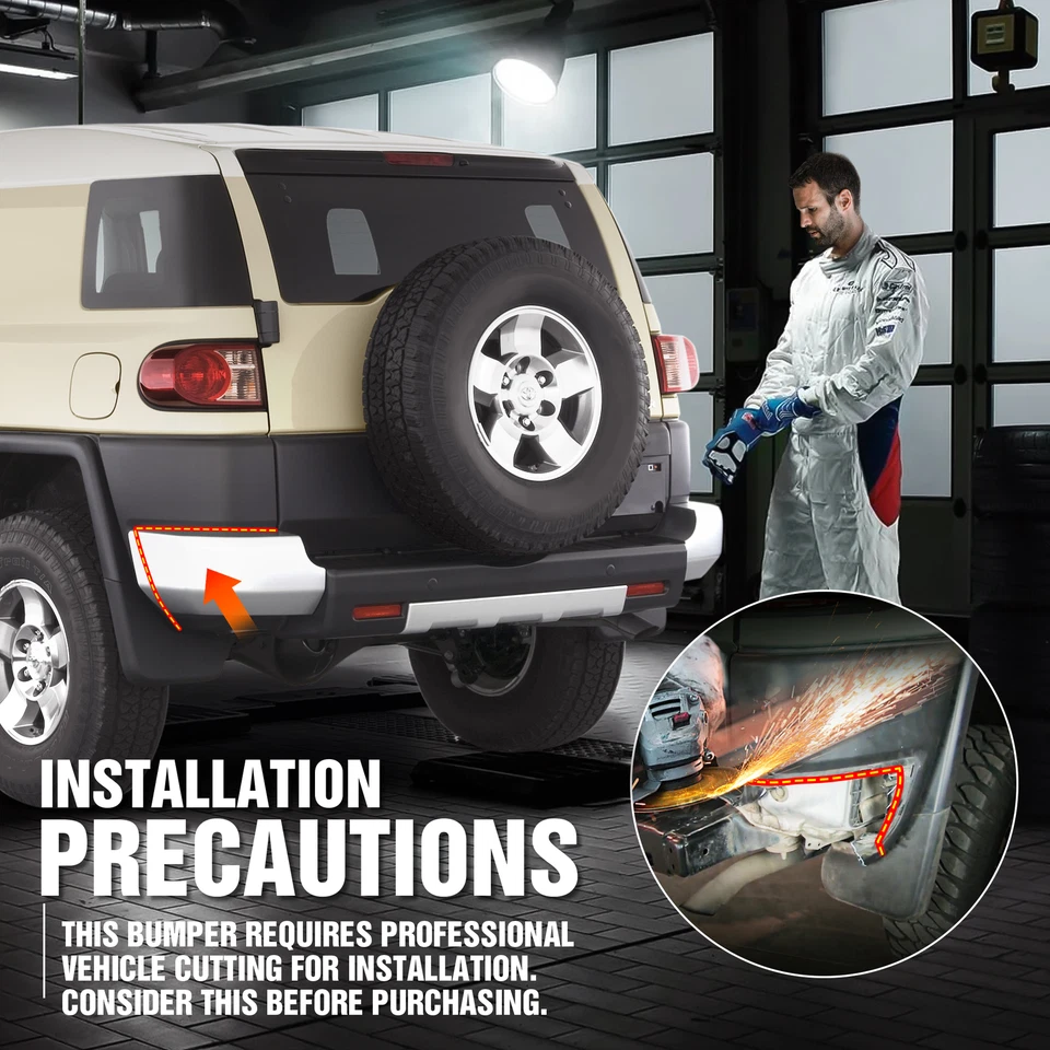 For 07-2014 Toyota FJ Cruiser 1st Gen Front /Rear Bumper W/ LED Lights & D-rings Foto 3 de 4