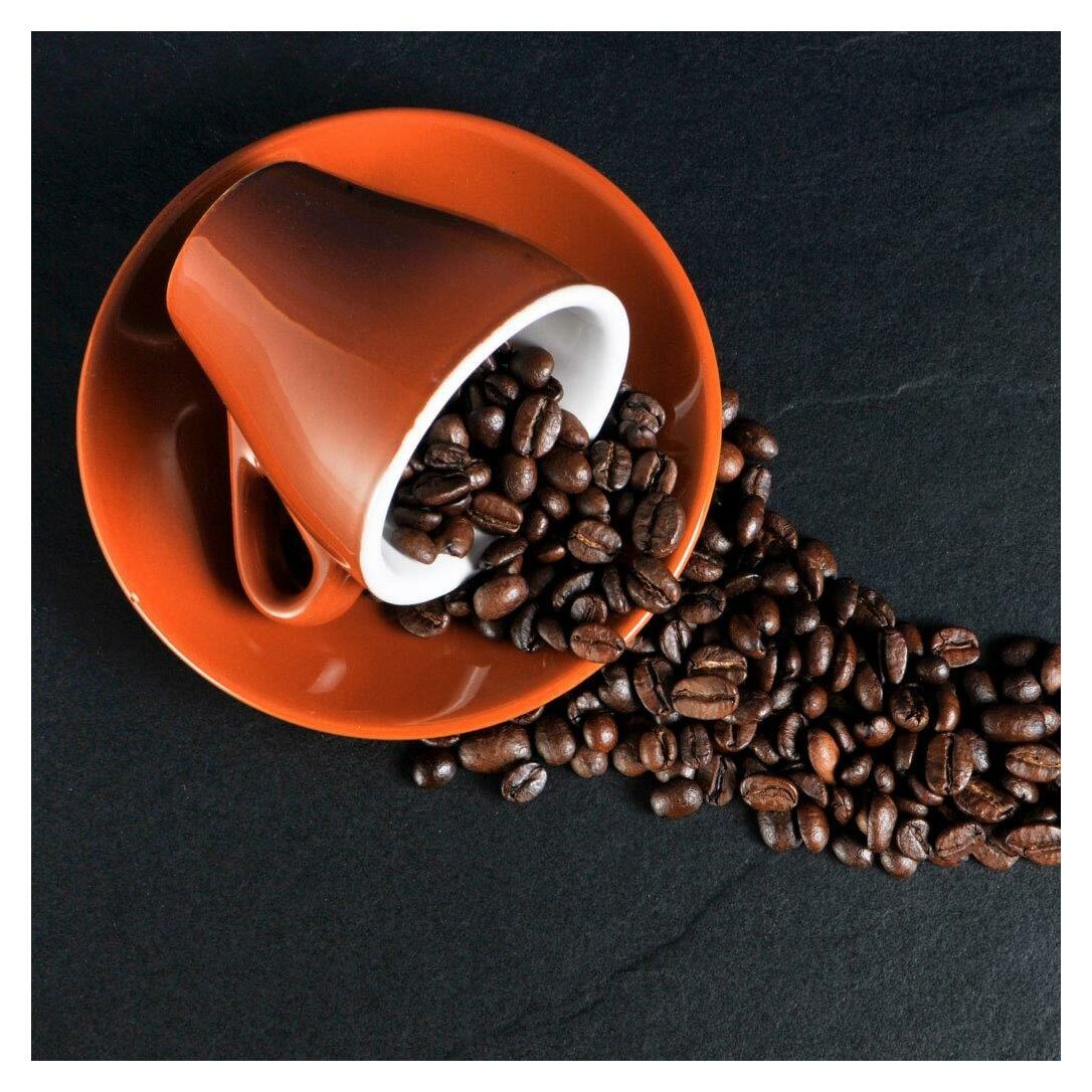 Wanduhr Aus Glas – 20x20 Cm, Motiv Kaffee & Bohnen – Mit Uhrwerk, Batteriebetrieben (AA, Nicht Inkl.)