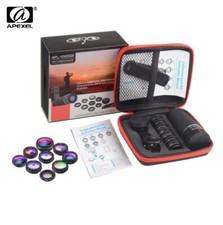 APEXEL 10in1 PhoneCamera Lens Kit 10XTelephoto FishEye Macro Lens for Smartphone