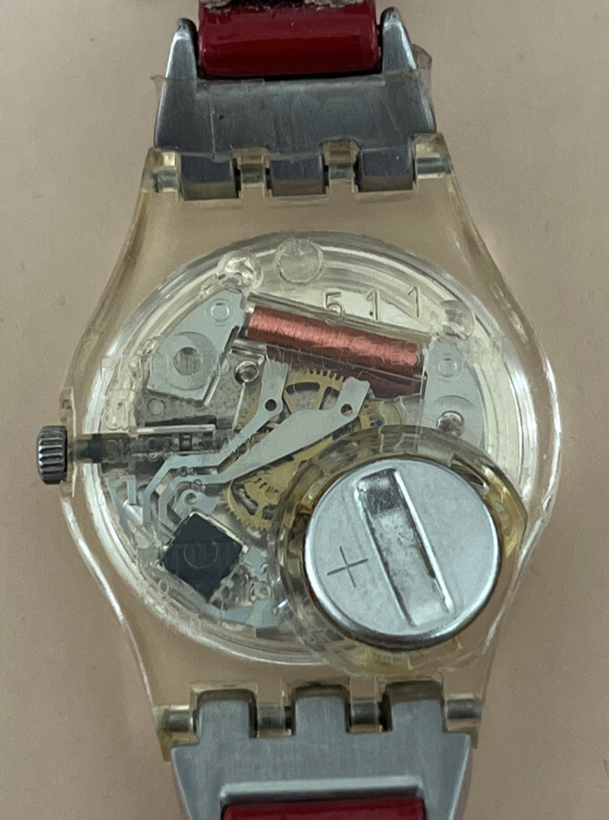 Swatch womens Watch ” Red face dial leather AG 2004 LK249  display picture 1
