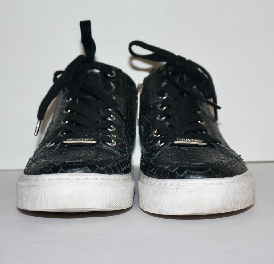 Zapatillas J/SLIDES Negras Piel de Serpiente Cuero Texturizado LEESA EE. UU. 8 Foto 4 de 4