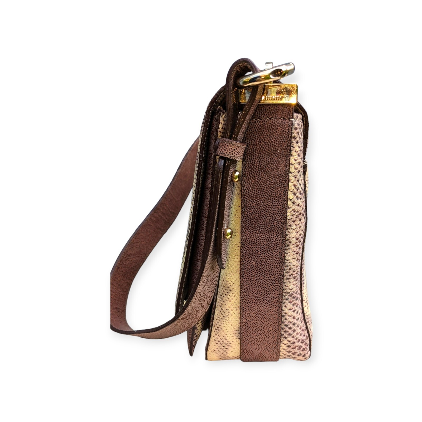 Brahmin Python Embossed Leather Shoulder Bag Huds… - image 6